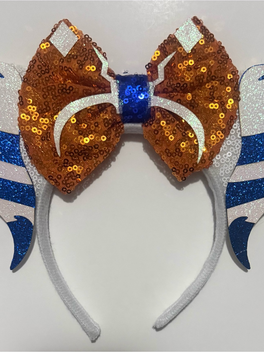 Ahsoka Mickey ears, Orange Sequin Bow Orange